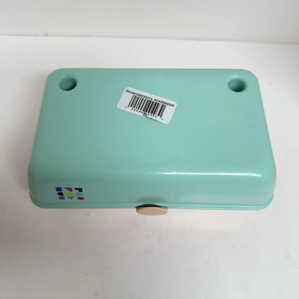 Caboodles Pretty in Petite Makeup Case Peach Teal Caddy With Mirror Retro 2 Tier